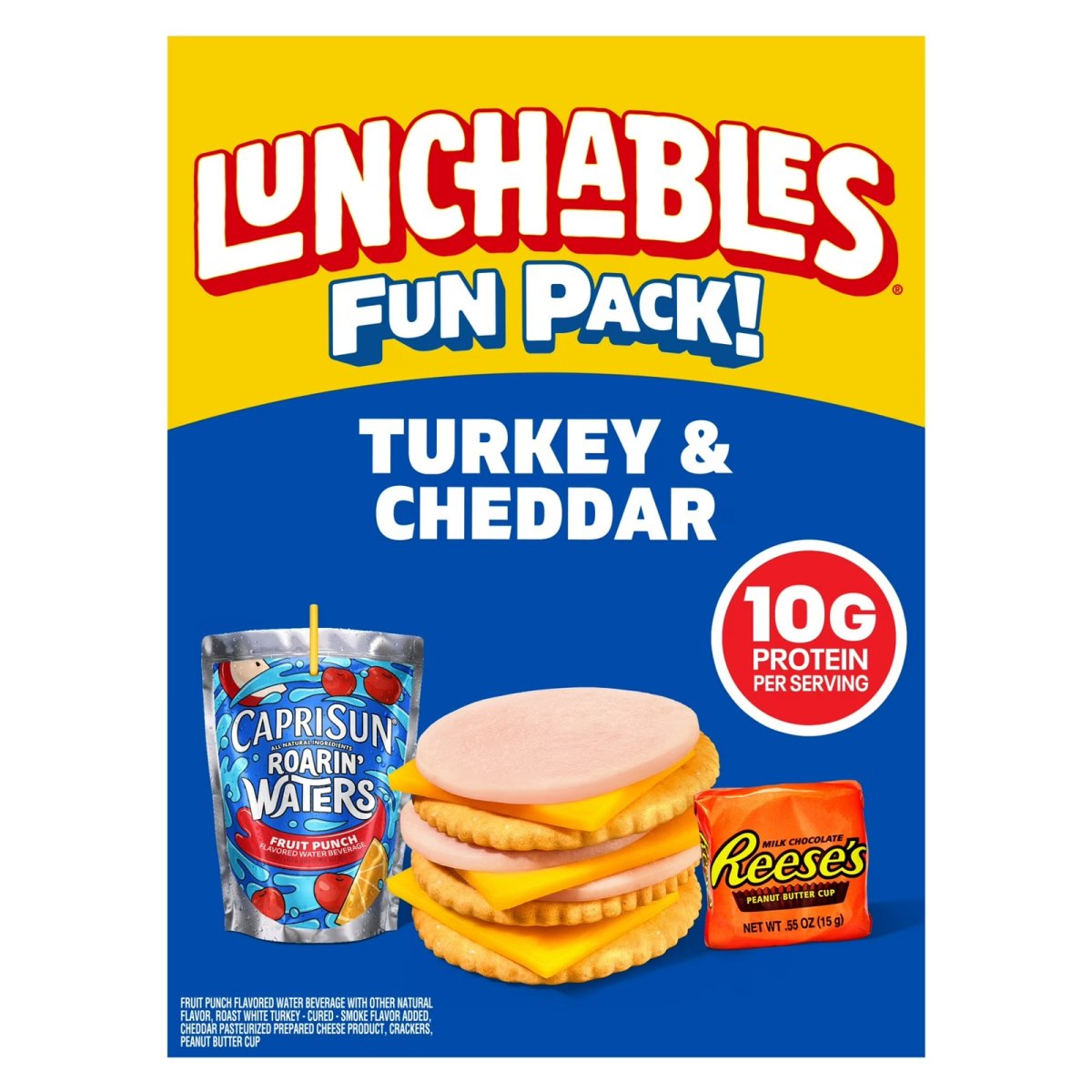 Reese's Turkey and Cheddar Lunchables with Capri Sun, Roarin' Waters Fruit Punch and Peanut Butter Cup, 2.9 oz and 6 fl oz Fun Pack