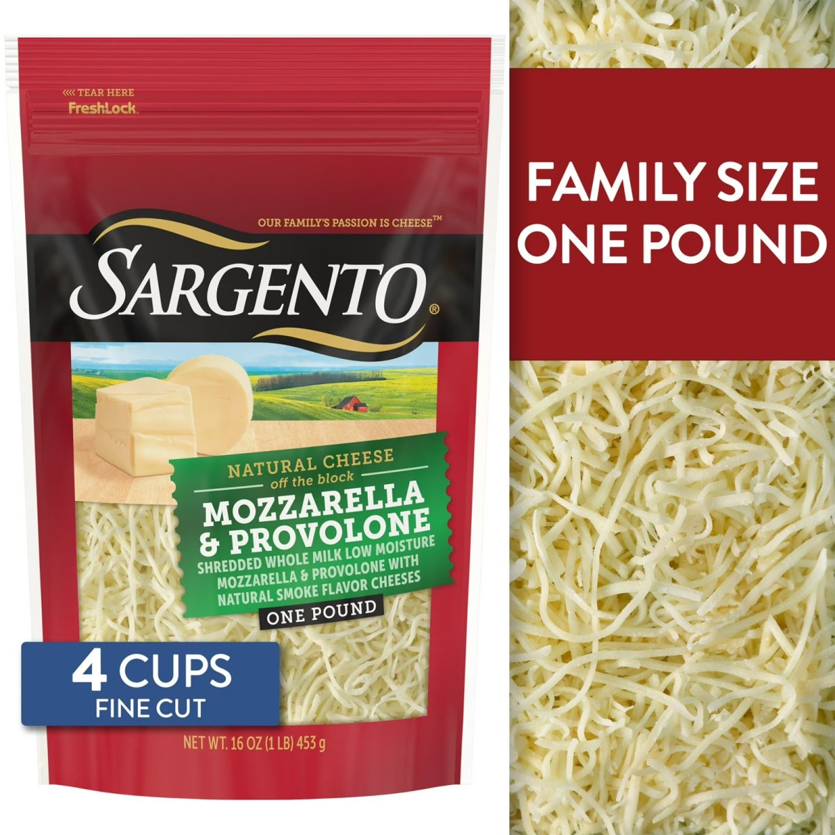 Sargento® Natural Shredded Mozzarella and Provolone Cheeses with Natural Smoke Flavor, 16 oz