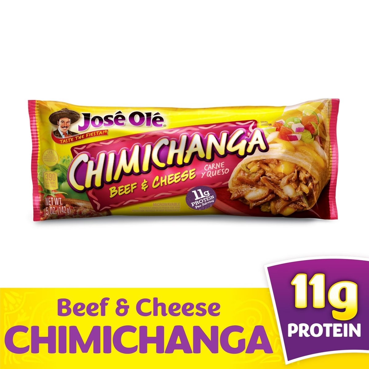José Olé Meat and Cheese Chimichanga, Frozen Mexican Food, 5 oz