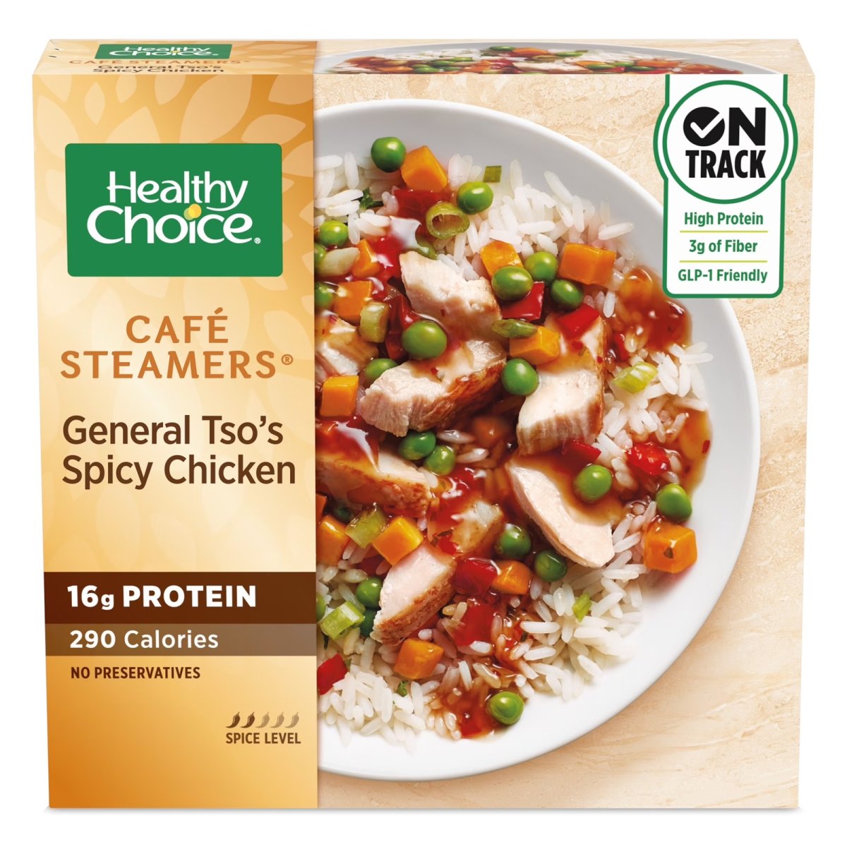 Healthy Choice Café Steamers General Tso's Spicy Chicken, Frozen Meal, 10.3 oz Bowl.