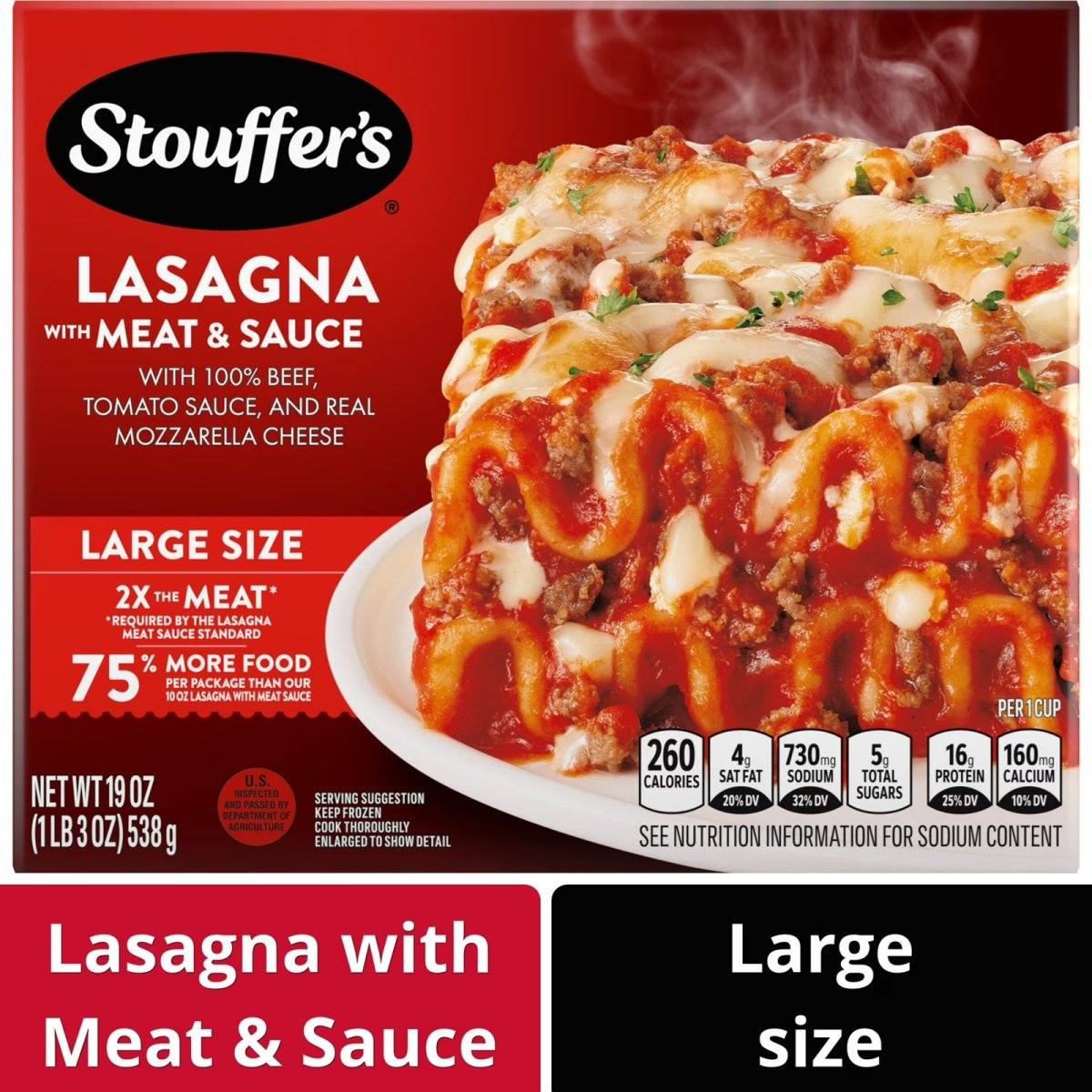 Stouffer's Classic Lasagna with Meat and Sauce, Large Size, Oven Ready, Frozen Dinners 19 oz