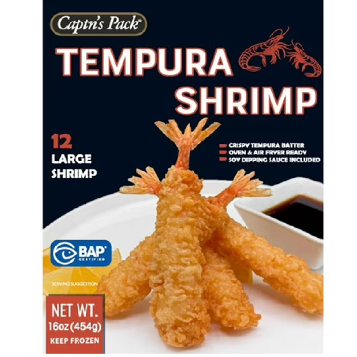 Captain's Pack Frozen Shrimp Tempura 12 Count, 16 oz