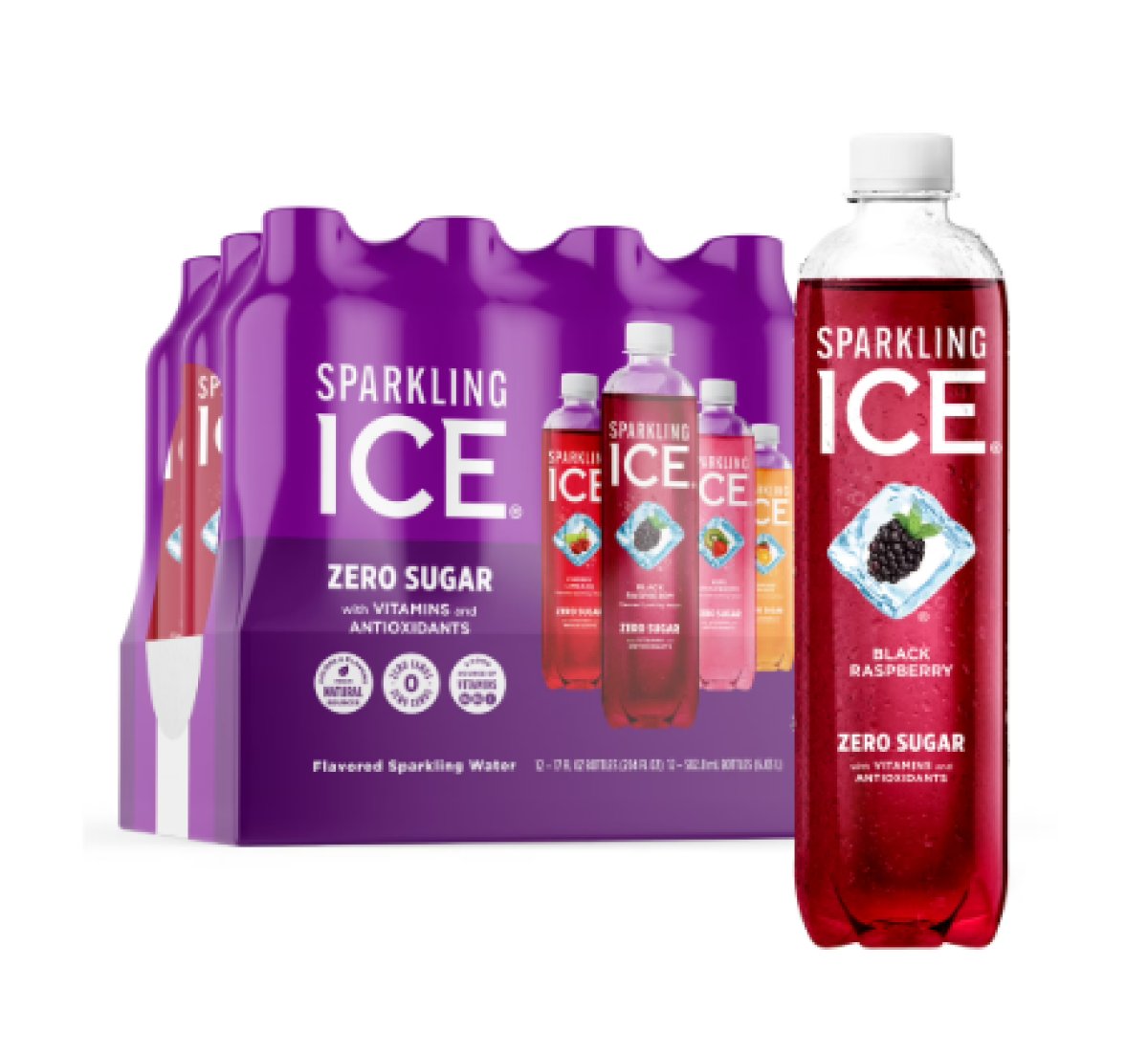 Sparkling Ice Purple Variety Pack Flavored Sparkling Water, 17 fl oz, 12 Units