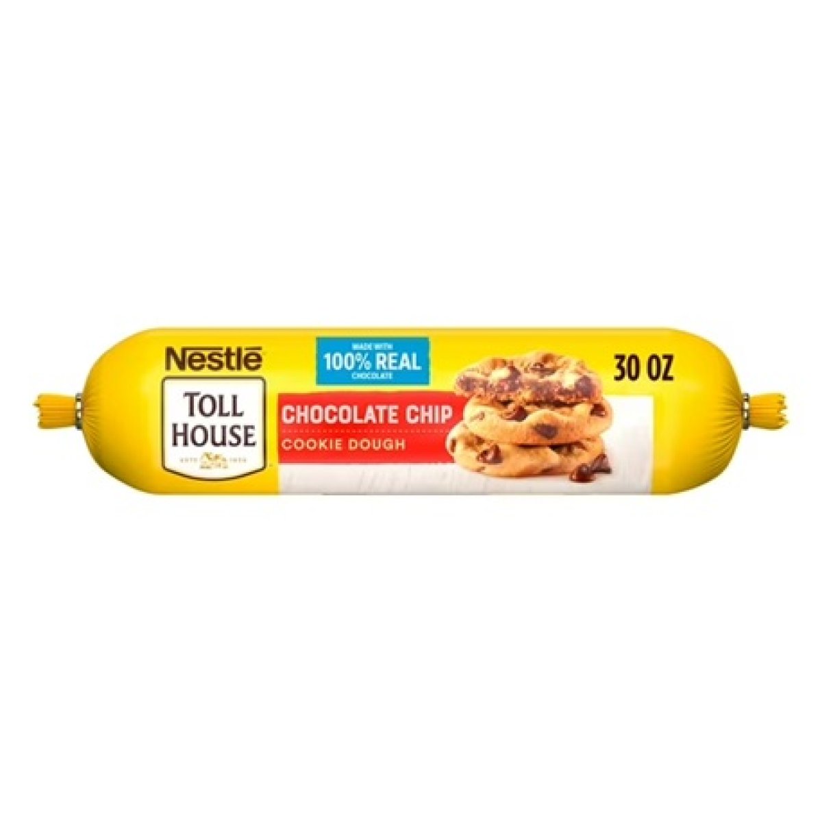 Nestle Toll House Chocolate Chip Cookie Dough, Makes 30 Cookies for Holiday Baking, 1 Tube, 30 oz