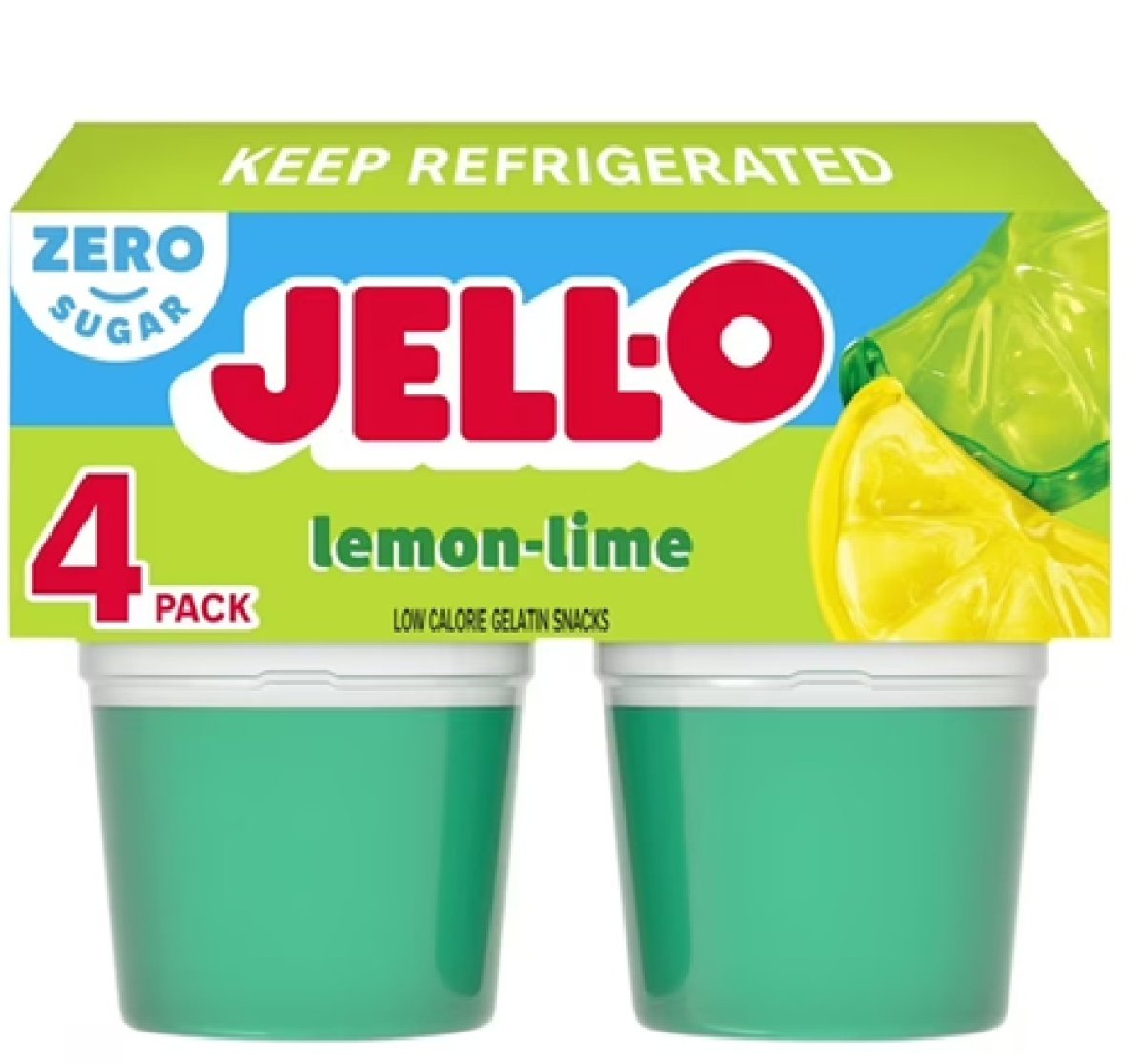 Jell-O Sugar-Free Gelatin Lime-Lemon Snack Cups, 4 Units