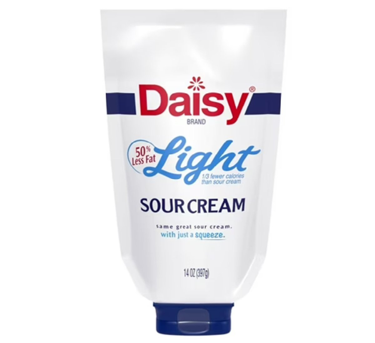 Daisy Pure Natural Squeezeable Sour Cream, 50% Less Fat, 14 oz Pouch (Refrigerated)