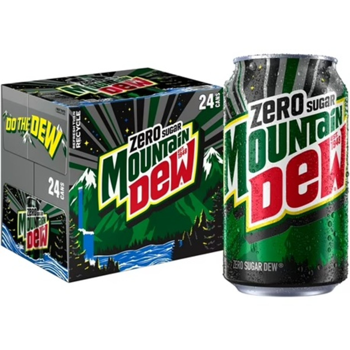 Mountain Dew Zero Sugar Citrus Soda 12 fl oz, 24 Can Pack