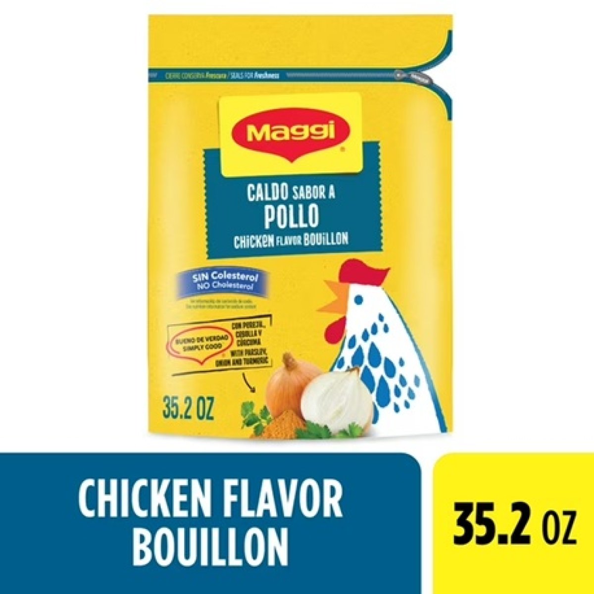 Maggi Chicken Flavored Broth Powder, Chicken Flavored Bouillon, Granulated Chicken Soup Seasoning 2.2 lb.