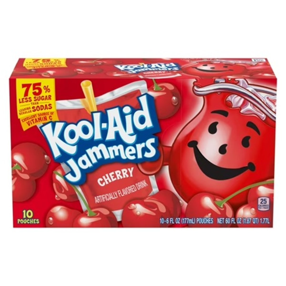 Kool-Aid Jammers Cherry Flavoreds Drink, 10-Count Box, 6 fl oz Pouches, Liquids