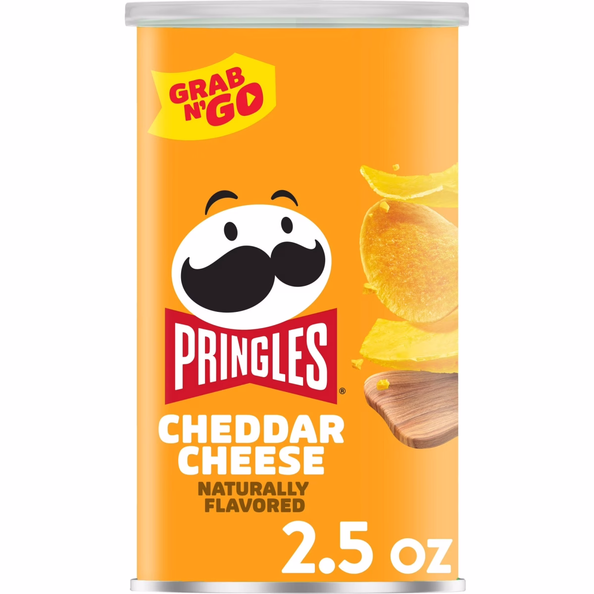 Pringles Cheddar Cheese Potato Crisps Chips, Lunch Snacks, 2.5 oz Canister