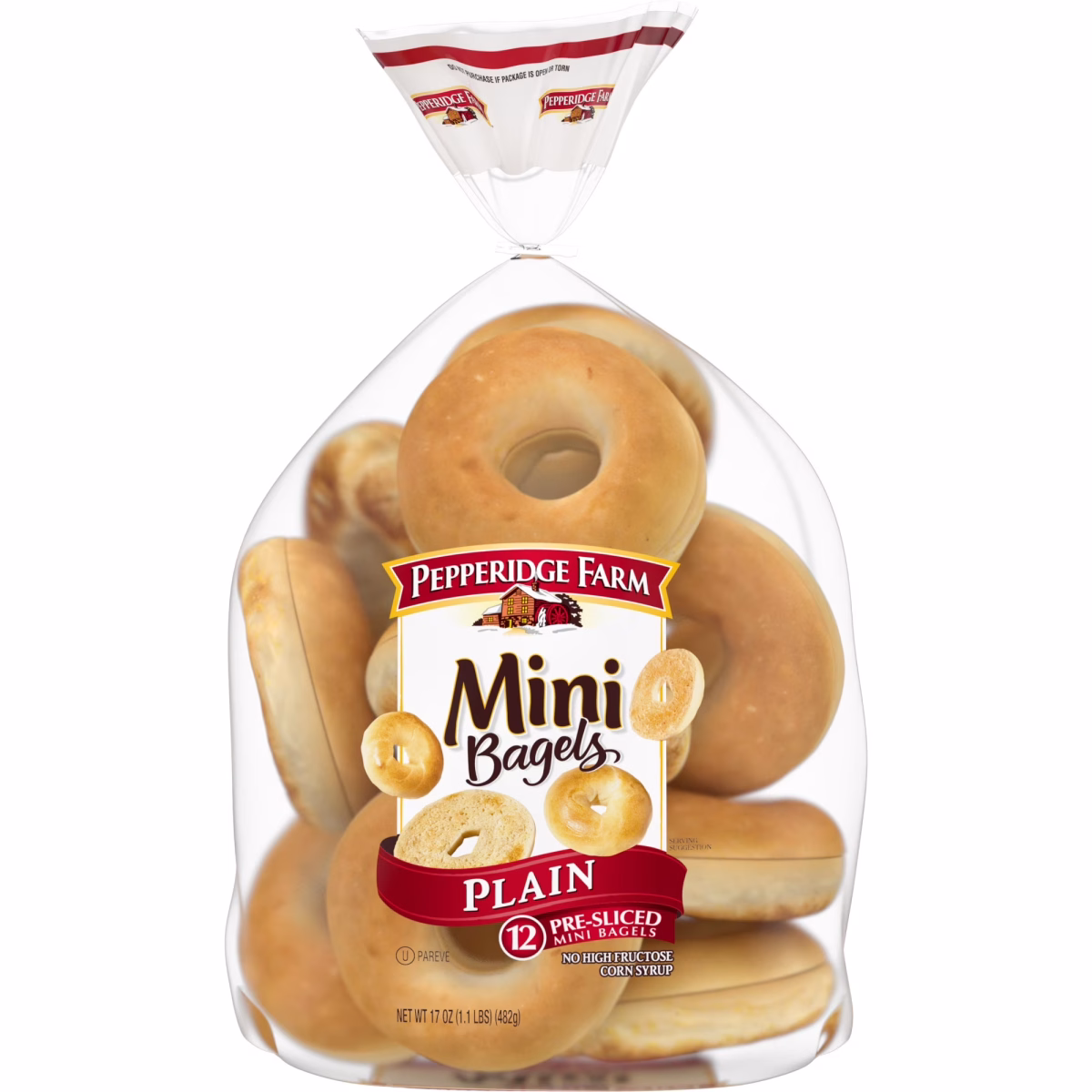 Pepperidge Farm Mini Bagels, Plain, 12 Count Bag