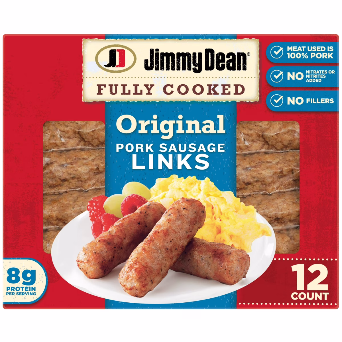 Jimmy Dean Fully Cooked Original Pork Sausage Links, 9.6 oz, 12 Count
