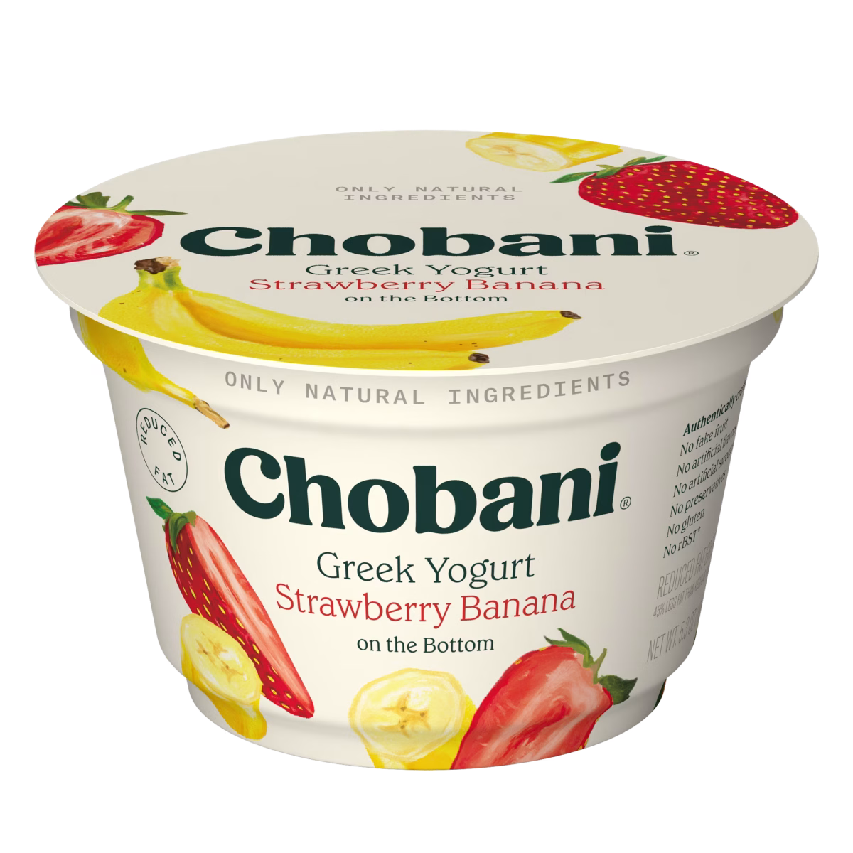 Chobani Low-Fat Greek Yogurt Strawberry Banana on The Bottom 5.3 oz Cup